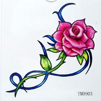 女防水纹身贴纸 红色玫瑰 彩绘身体 纹身韩国贴纸 满就送