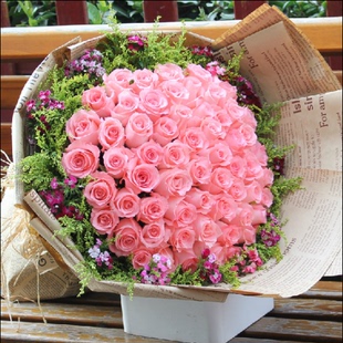 66朵粉玫瑰 成都鲜花店 同城鲜花速递 七夕情人节本地实体鲜花店
