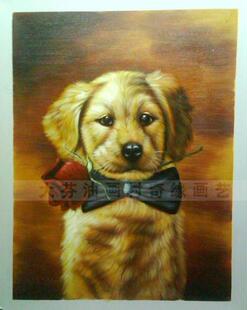 大芬村油画-%100纯手绘动物油画-可爱的小狗-冲信誉优惠中
