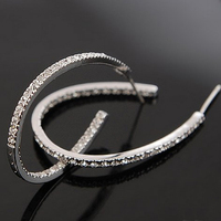 欧美时尚夸张韩国进口饰品高端925纯银耳环耳圈大圈半环镶水晶钻