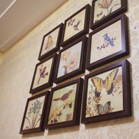 苏麻离青 花鸟复古照片墙美式组合餐厅装饰画客厅玄关挂画小壁画