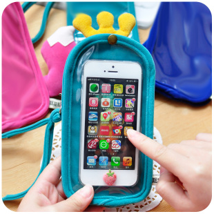 透明触屏布艺手机袋 iphone4/5S/三星note3小米手机保护套 保护袋