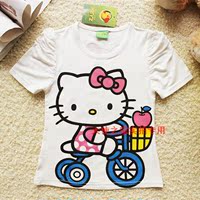 包邮Hello Kitty韩版儿童短袖T恤纯棉女童卡通t恤莫代尔宝宝夏装
