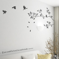 家装特价 墙贴纸 小鸟与树枝 玻璃贴客厅家装饰沙发墙电视背景墙