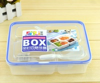 四格高档餐盒饭盒学生便当盒微波炉多格日式PP塑料餐具快餐盒分格