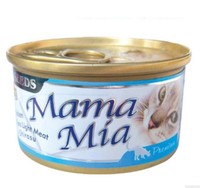 惜时mamamia猫罐头/零食-鲜嫩纯鸡肉+白身鲔鱼+吻仔鱼85克