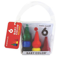 日本原装Babycolor 无毒无味安全宝宝易握蜡笔 积木 6色装（2色）