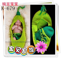 手工编制毛线服装百天宝宝拍照豌豆手工毛线针织婴儿周岁动物造型