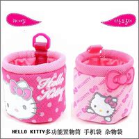 韩国汽车用品 HELLO KITTY正品卡通粉色可爱置物筒 手机袋 杂物袋