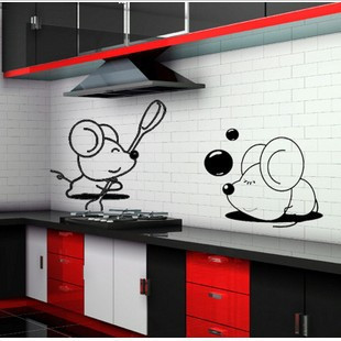 儿童卡通墙贴纸 酒吧幼儿园教室搞怪家装厨房防水壁贴画 可爱老鼠