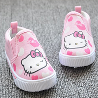 宝宝女婴儿童帆布鞋女孩KT爱心猫咪卡通春秋单布鞋学步鞋1-2-3岁