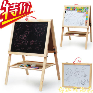 磁性双面儿童学习写字板折叠大号画架画板 木制支架式小黑板玩具