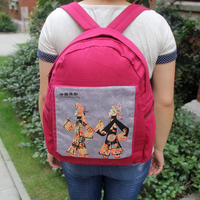 现代民俗棉帆布双肩包办公旅游包 包创意两用 学生包成人出门背包
