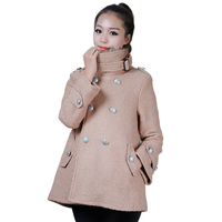 2015秋冬新款韩版立领双排扣喇叭袖斗篷大衣毛呢大衣 圈圈呢外套