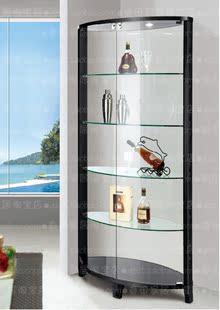 【春田家居】全透明椭圆高级造型酒柜 热弯玻璃装饰柜 样板房B610