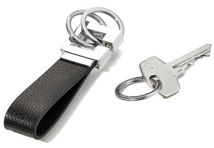 德国TROIKA皮质腰挂三环钥匙扣男士高档汽车创意黑色钥匙链礼品