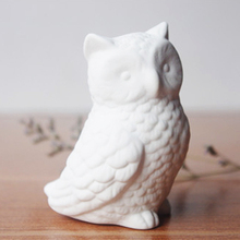 zakka素陶白瓷猫头鹰松鼠狐狸 小动物摆件 可爱创意礼品