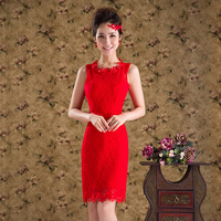 中腰SLM吊带型2013韩版新款夏季可爱红色礼服婚纱露背连衣裙伴娘