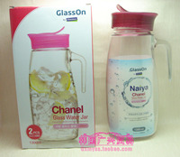 韩国原装 glasslock 三光云彩 厚玻璃凉水瓶 冷水瓶 1.3L