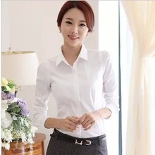 加绒白衬衫女韩版修身长袖保暖加厚女衬衫带绒工作服打底衫职业装