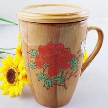 包邮个性复古办公室水杯正品木纹创意红玫瑰马克杯陶瓷杯子带盖子