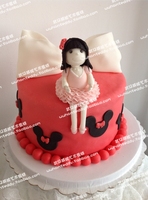 粉色小公主 蝴蝶结 翻糖蛋糕 武汉威妮艺术蛋糕 定制翻糖蛋糕