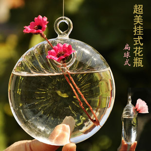 欧式悬挂透明玻璃花瓶植物水培花器皿吊瓶创意田园家居装饰品挂件