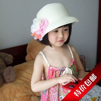 米粒儿韩版 儿童 女宝宝 草帽 凉帽遮阳帽 奶白色 可批发帽子包邮