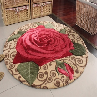 玫瑰花语.卧室客厅防滑地毯圆形地毯电脑椅垫.剪花地毯100*100cm