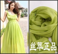 丝萃正品韩国秋冬女围巾披肩两用超大超长苹果绿色丝巾桑蚕丝包邮