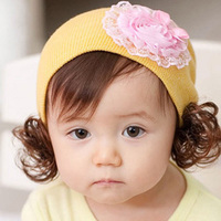 春秋冬新款韩版假发帽子宝宝儿童婴儿保暖女童小孩套头帽儿童拍照