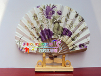 工艺品特色日本和服折扇舞蹈扇。万紫千红花韵竹骨印花扇子葵花扇