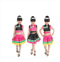 新款儿童苗族舞蹈服 特价少儿民族舞蹈演出服 苗族舞蹈裙女孩