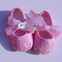 4月最新款婴儿春秋鞋 蕾丝公主全棉软底 0-8个月 满月新生儿百日