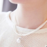 韩版时尚甜美清新小米珠珍珠项链锁骨项链饰品女