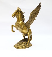 纯铜马摆件 开光铜飞马工艺品 风水铜马雕塑 带翅膀马旺事业摆设