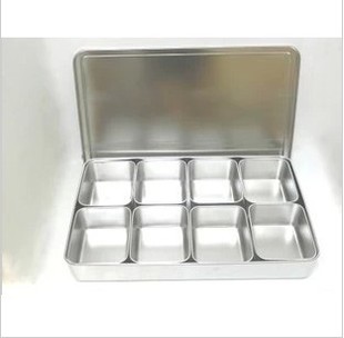 304日式调味盒/不锈钢调料盒/无磁长方形味料盒套装加厚/8格味盒