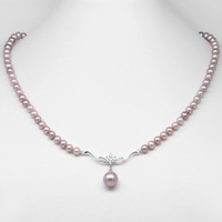 瑞蒂娅 天然 紫色淡水珍珠项链 纯银吊坠 圆形正品 优雅小公主型