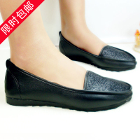 新品特价秋季女单鞋平底平跟舒适便宜韩版妈妈鞋护士驾车工装鞋黑