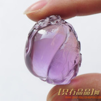 精品大颗天然紫黄晶雕刻福瓜双福吊坠（z-346）天然水晶宝石