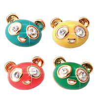 韩国进口代购 可爱 小熊猫 四件套 耳钉组合 多彩色 女 卡通 韩版