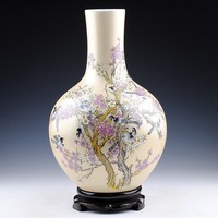 景德镇陶瓷器 金色喜上眉梢花瓶 天球瓶 现代时尚家居工艺品摆设