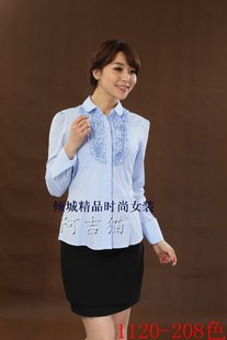 春季时尚新款韩版高档修身女士OL通勤短袖长袖衬衫特价促销