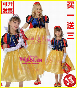 2015全棉新款儿童白雪公主裙蓬蓬裙迪士尼舞台演出大码妈妈亲子服