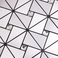 【名欧】厂家直销 铝塑板马赛克 三角型银拉丝+白钻 背胶自贴