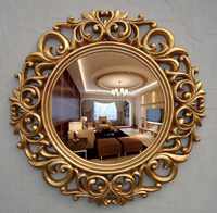 欧式镜化妆镜浴室镜复古卷花边圆镜子壁挂梳妆镜复古宫廷镜装饰镜