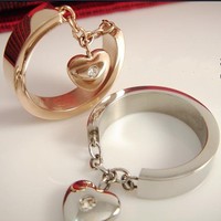 欧美时尚爱心钻彩金玫瑰金银色钛钢韩版女士戒指 指环 饰品礼物