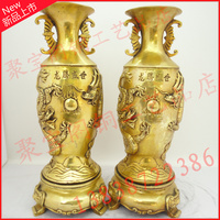 开光纯铜花瓶摆件龙腾盛世台面花瓶一对大号工艺品摆设商务礼品