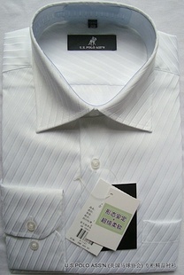 U.S.POLO保罗（美国马球协会）正品商务白色斜纹全棉免烫长袖衬衫