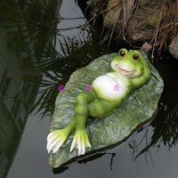 家居饰品别墅花园水池装饰品浮水树脂青蛙摆件可爱小青蛙荷叶摆设